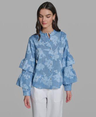 karl lagerfeld paris womens long sleeve mock neck shirt