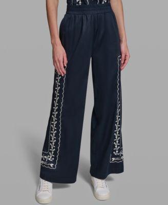 karl lagerfeld paris womens mid rise embroidery pants