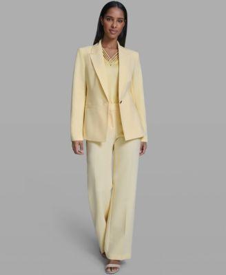 karl lagerfeld paris womens notch lapel blazer v neck camisole wide leg mid rise pants