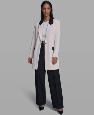 karl lagerfeld paris womens notch lapel collar jacket mid rise pants