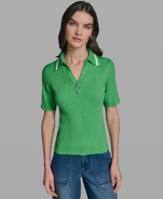karl lagerfeld paris womens short sleeve collared sweater
