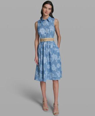 karl lagerfeld paris womens sleeveless collared burnout dress