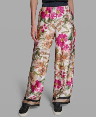 karl lagerfeld paris womens soft floral print pull on pants