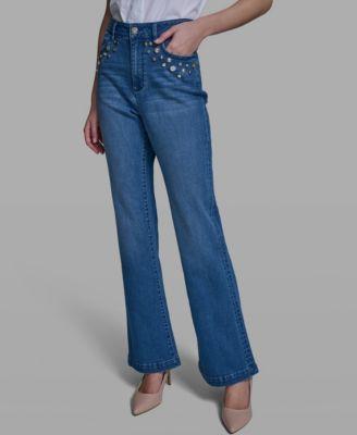 karl lagerfeld paris womens straight fit mid rise ankle length jeans