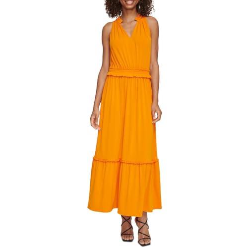 karl lagerfeld paris womens tiered long maxi dress orange xs