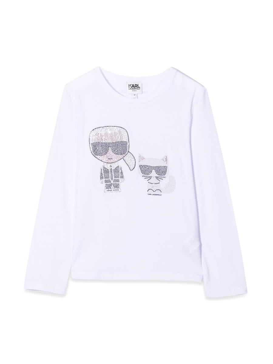 karl lagerfeld t-shirt karl & choupette con strass