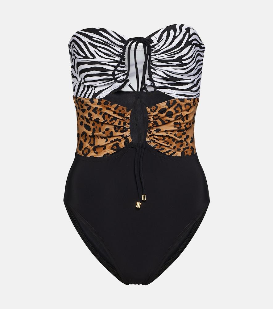 karla colletto printed halterneck swimsuit