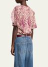 karlita spotted-print silk short-sleeve blouse