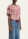 karlita spotted-print silk short-sleeve blouse