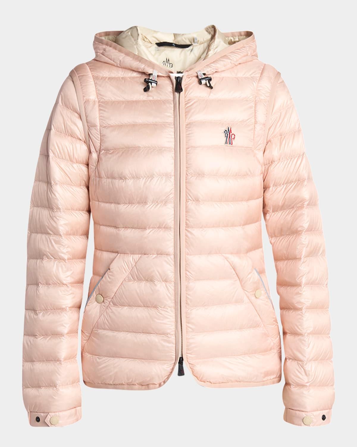 karura hooded down jacket with zip-off sleeves