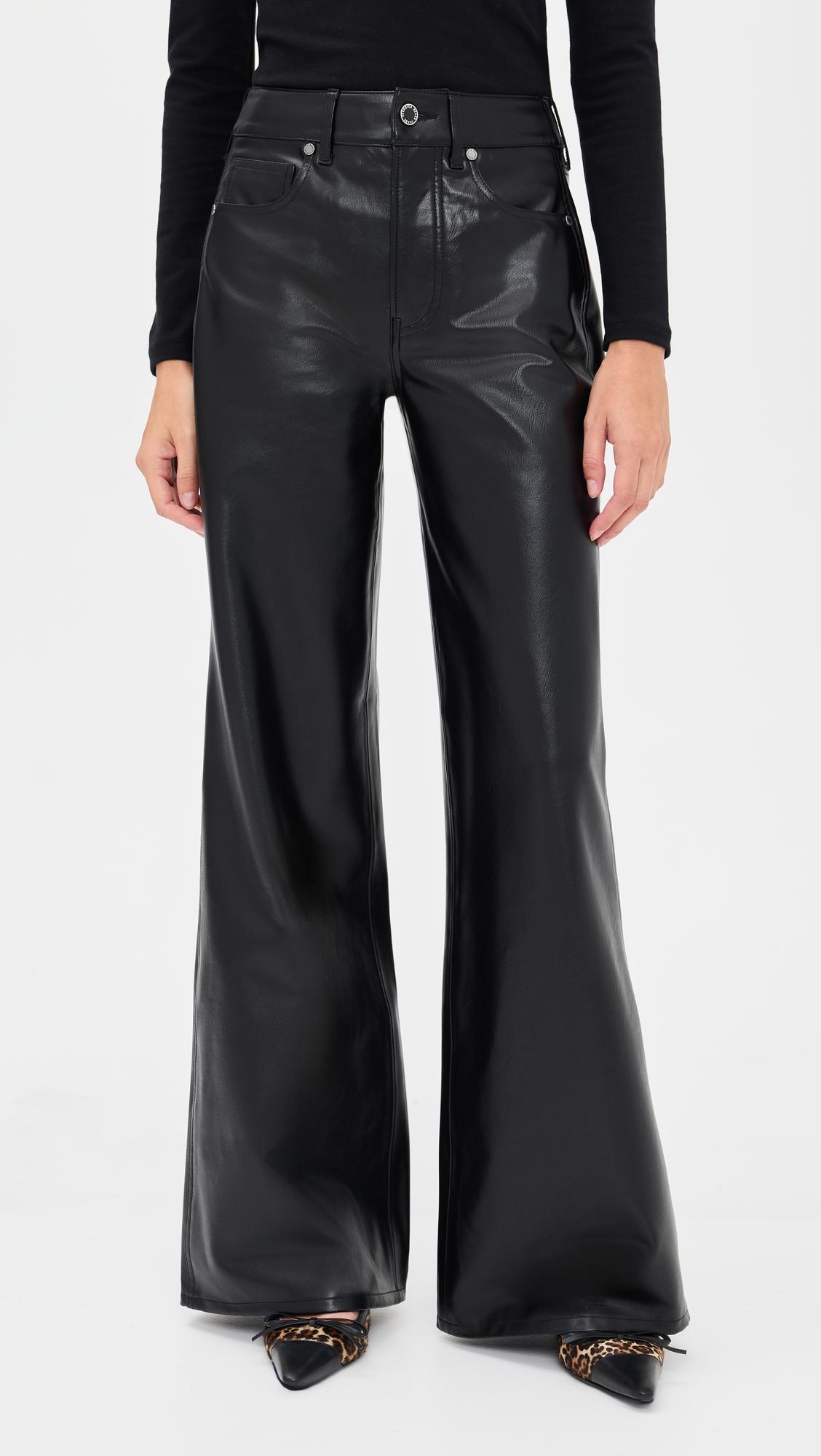 kasey mid wide leg vegan leather pants