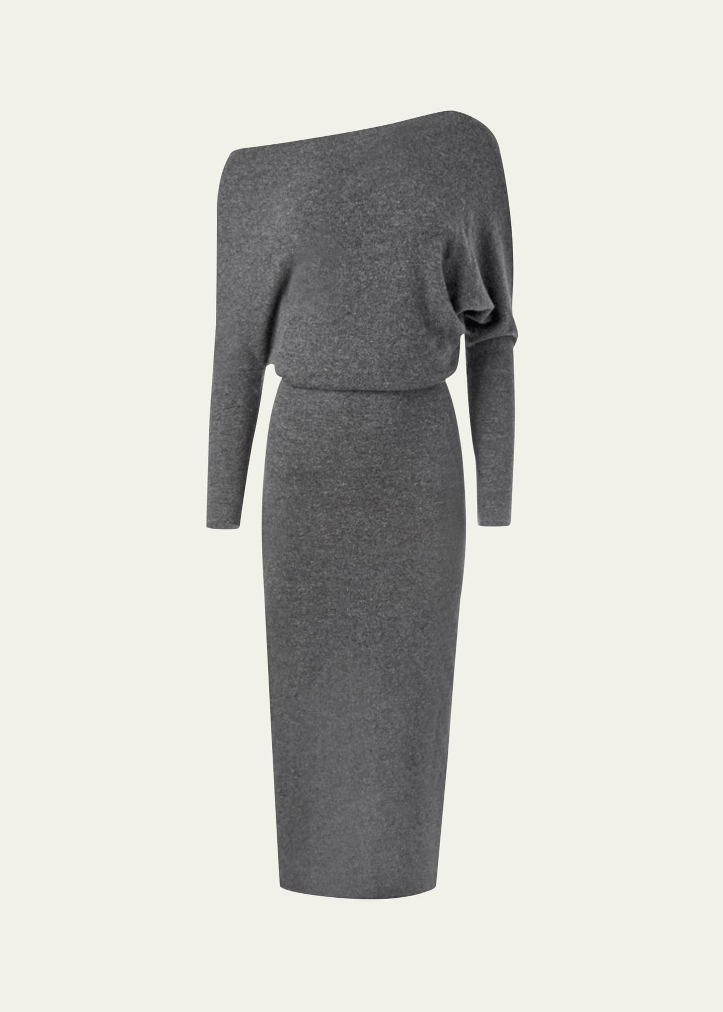 kasos one-shoulder long-sleeve cashmere midi dress