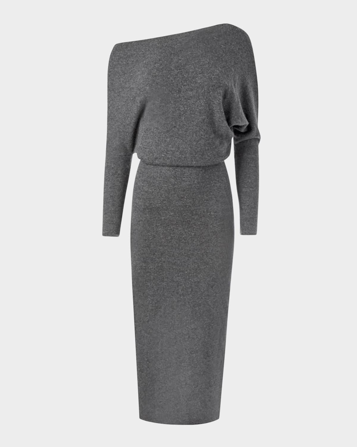 kasos one-shoulder long-sleeve cashmere midi dress