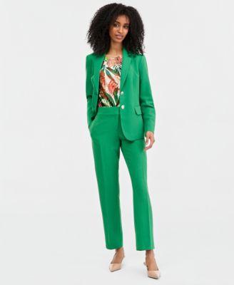 kasper double button blazer pleated neck top slim pants