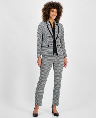 kasper houndstooth print double breasted jacket matching pants
