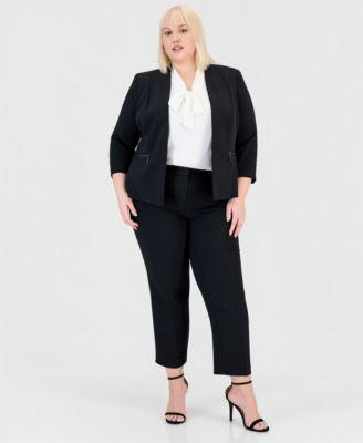 kasper plus size 3 4 sleeve blazer straight leg pants