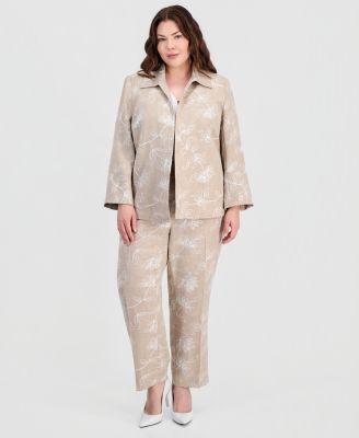 kasper plus size boxy jacket pull on elastic back pants