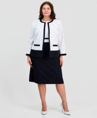 kasper plus size colorblocked open front cardigan sleeveless mixed media sheath dress