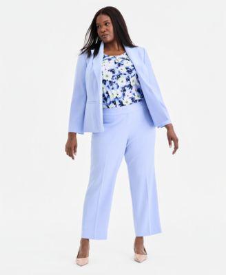 kasper plus size seamed crepe one button blazer stretch crepe flat front trousers