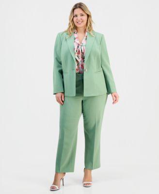 kasper plus size stretch crepe single button seamed jacket high rise stretch crepe pants
