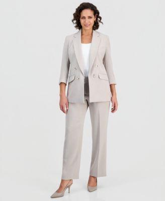 kasper womens double breasted open front blazer high rise wide leg pants