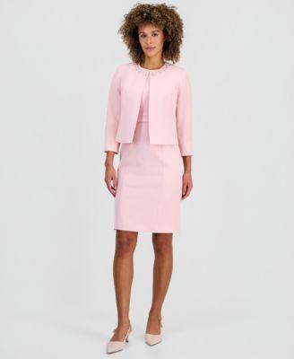 kasper womens embellished open front blazer sleeveless sheath dress