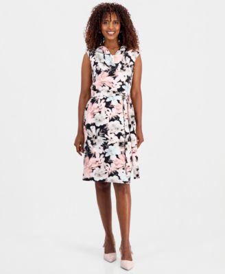 kasper womens floral cowlneck sheath dress