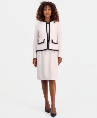 kasper womens framed colorblock collarless jacket framed colorblock sheath dress