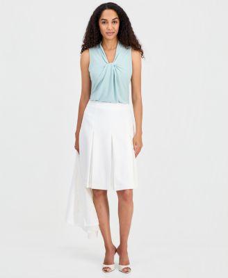 kasper womens pleated flare skirt