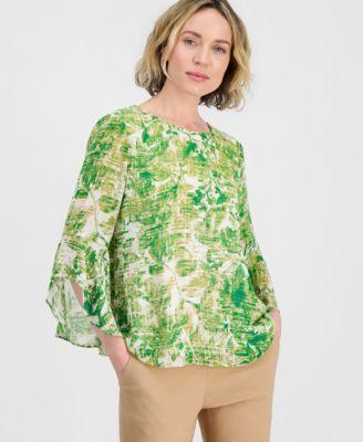 kasper womens ruffle cuff 3 4 sleeve top