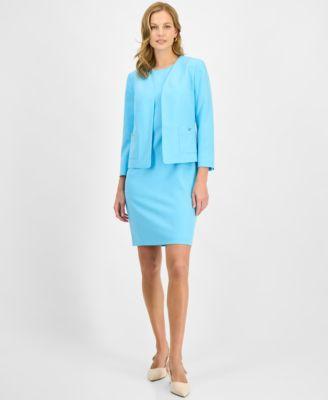 kasper womens sleeveless sheath dress patch pocket open front jacket