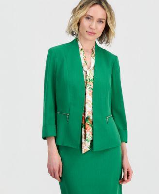 kasper womens zip pocket 3 4 sleeve blazer