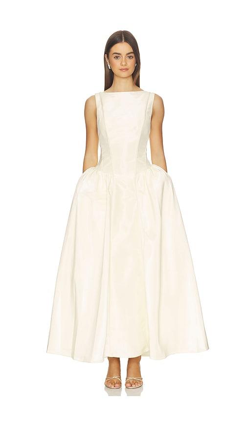 kate barton clarissa liquid midi dress in lemon.