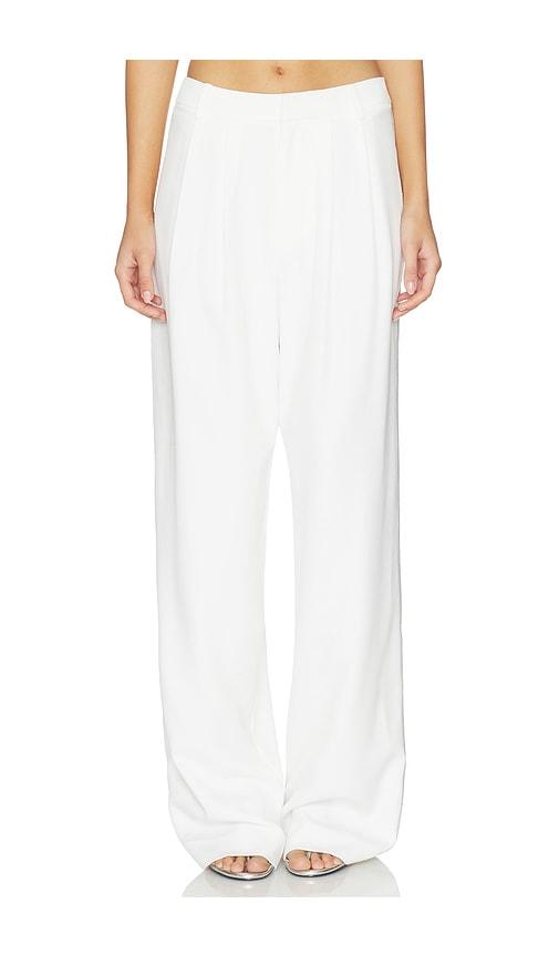 kate barton wool cotton pleat trouser in ivory.