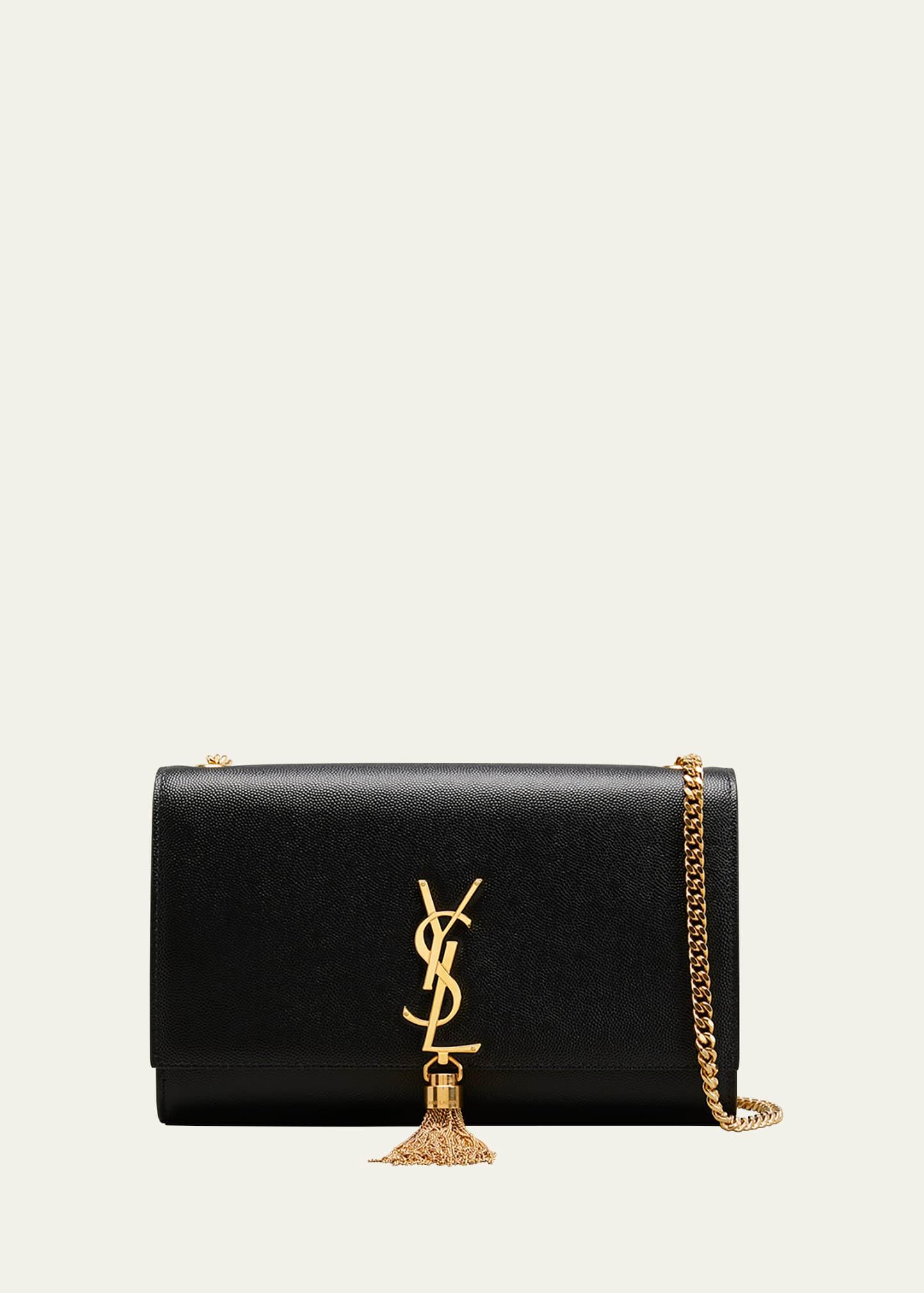 kate medium tassel ysl wallet on chain in grained leather