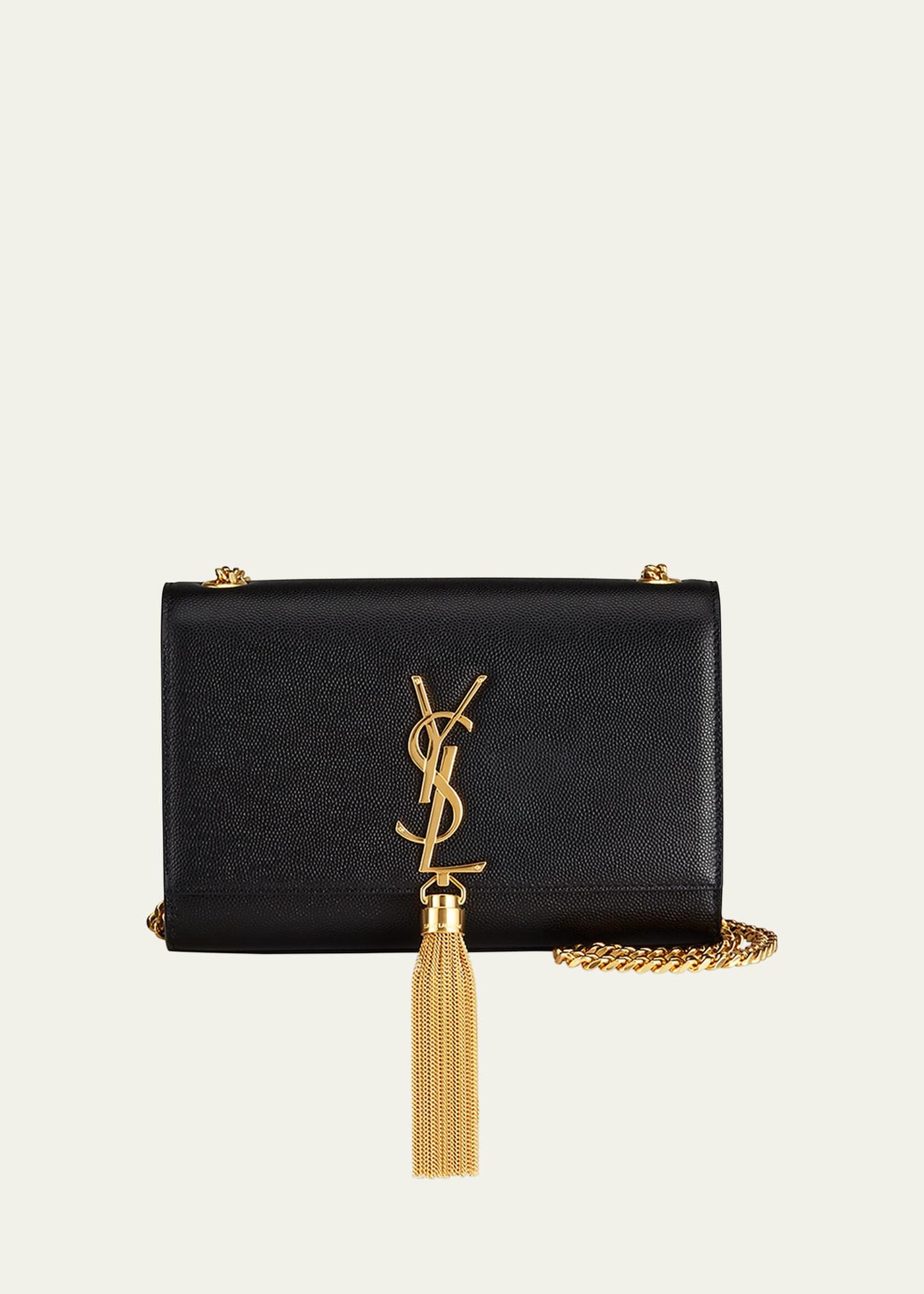 kate small tassel ysl wallet on chain in grained leather
