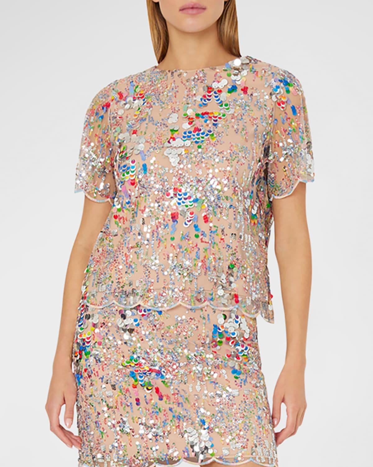katelynn scalloped sequin tee