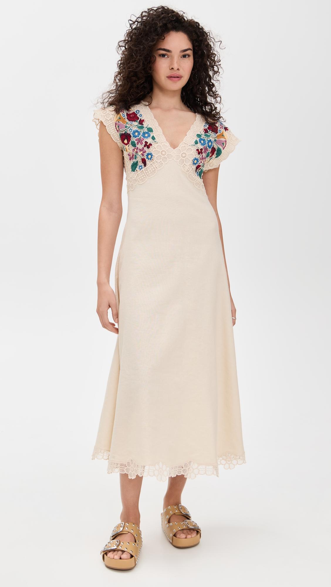 katharine embroidery v neck dress