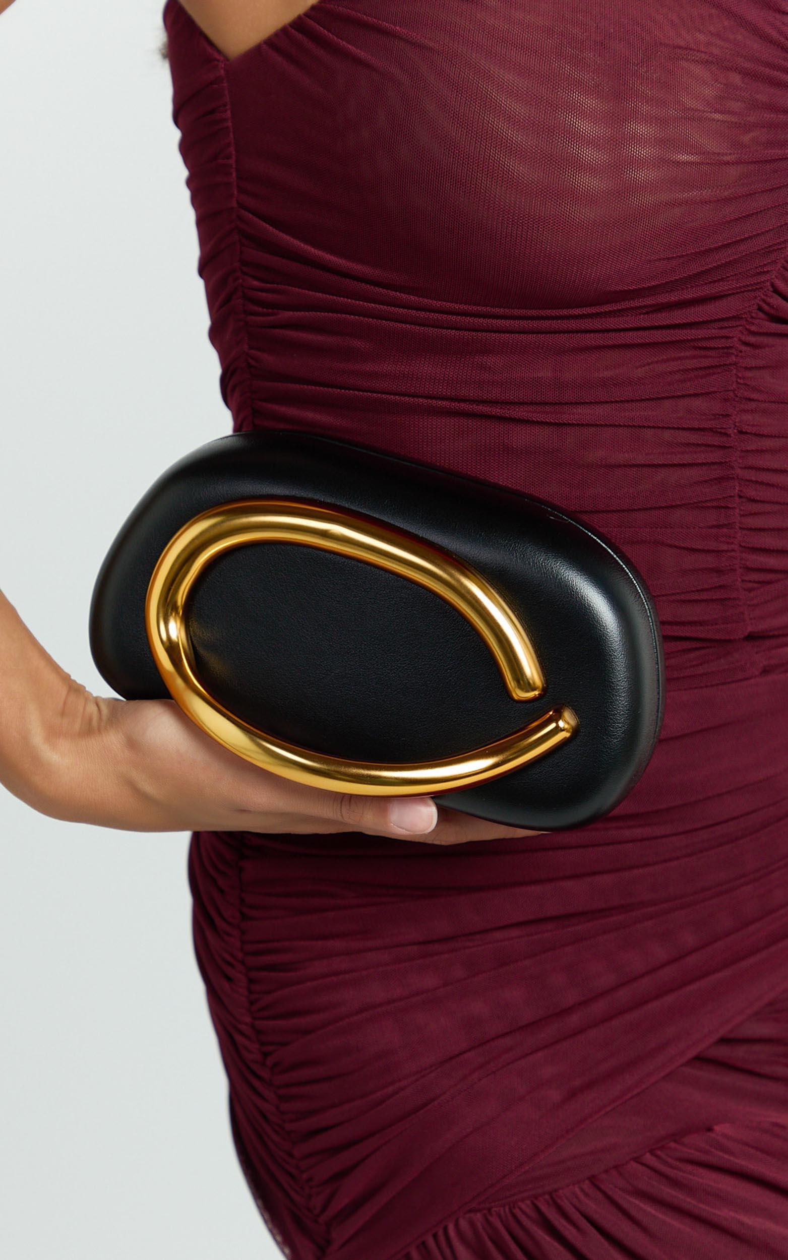 katherine bag - clutch with gold hardware in black