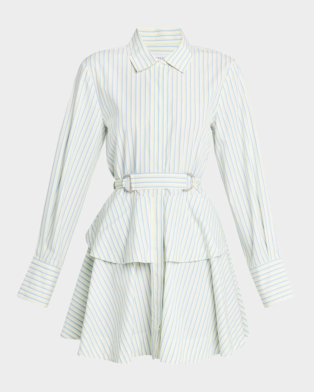 katherine belted button-front mini dress