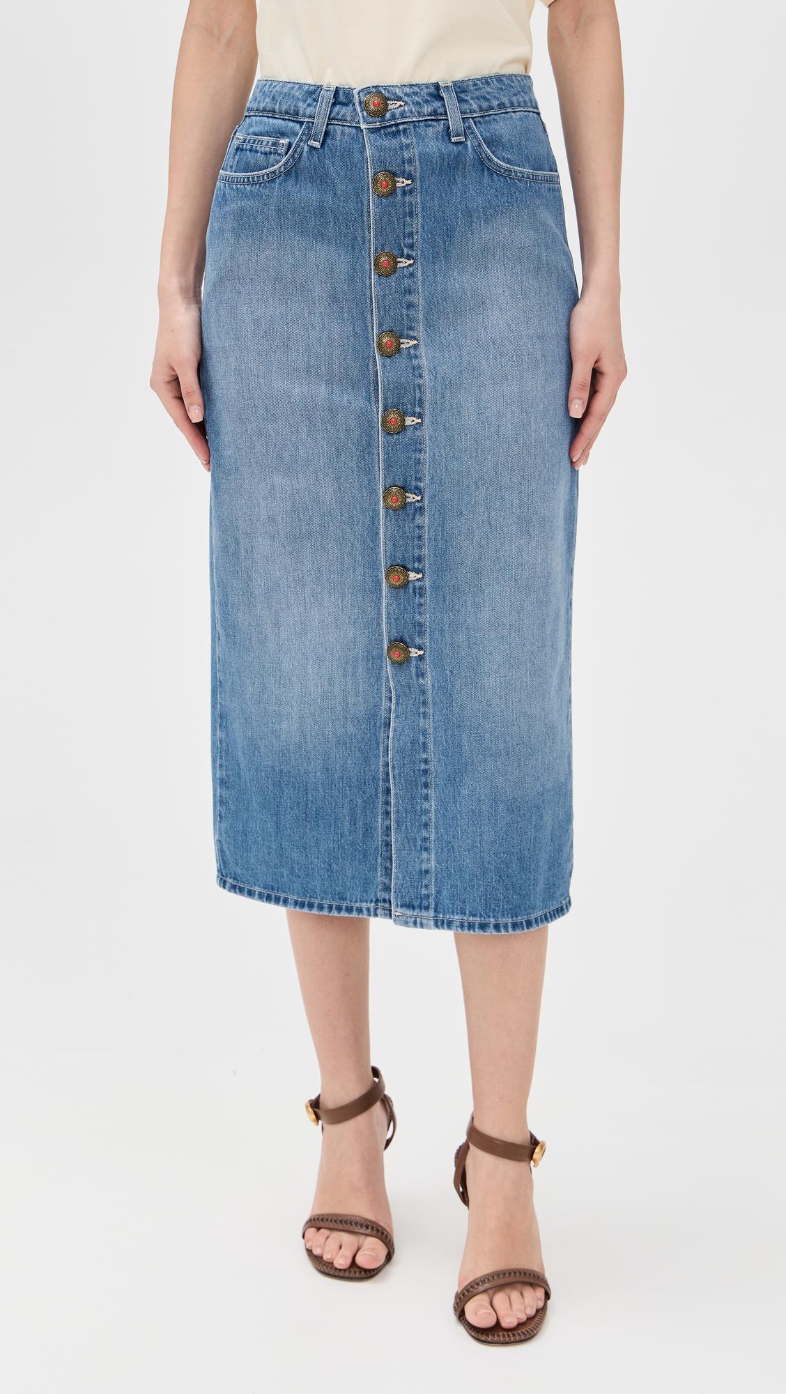 kathleen button front midi skirt