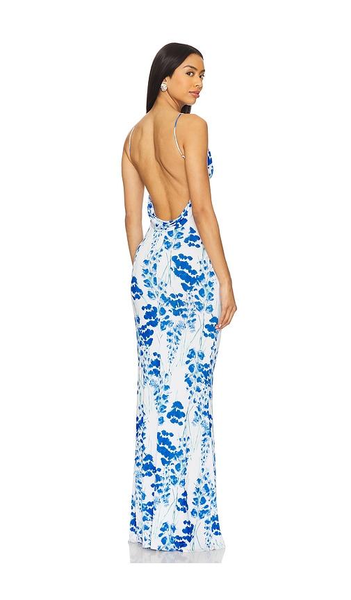 katie may beth gown in blue,white.