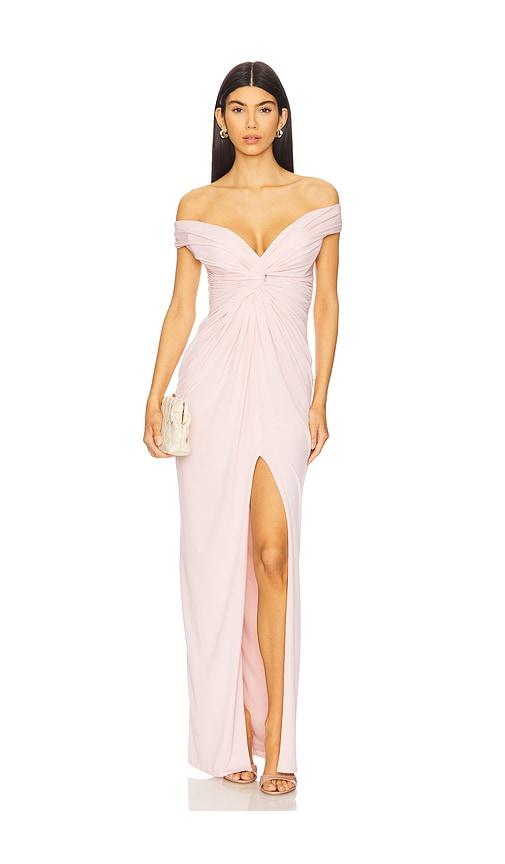katie may hazel gown in blush.