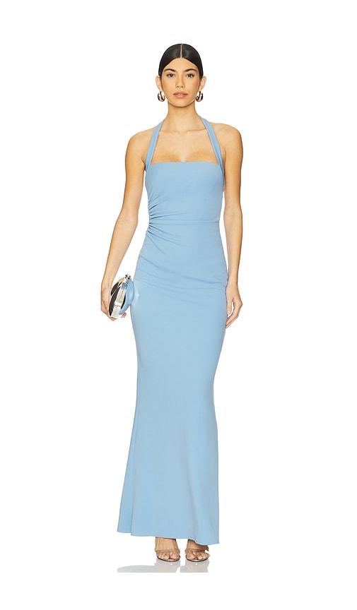 katie may piper gown in baby blue.