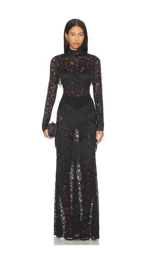 katie may tabby gown in black.