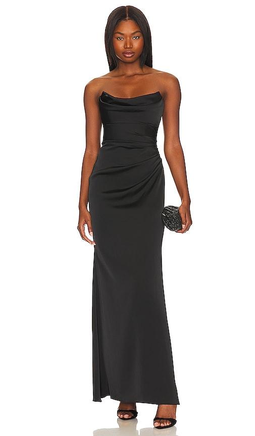 katie may taylor gown in black.