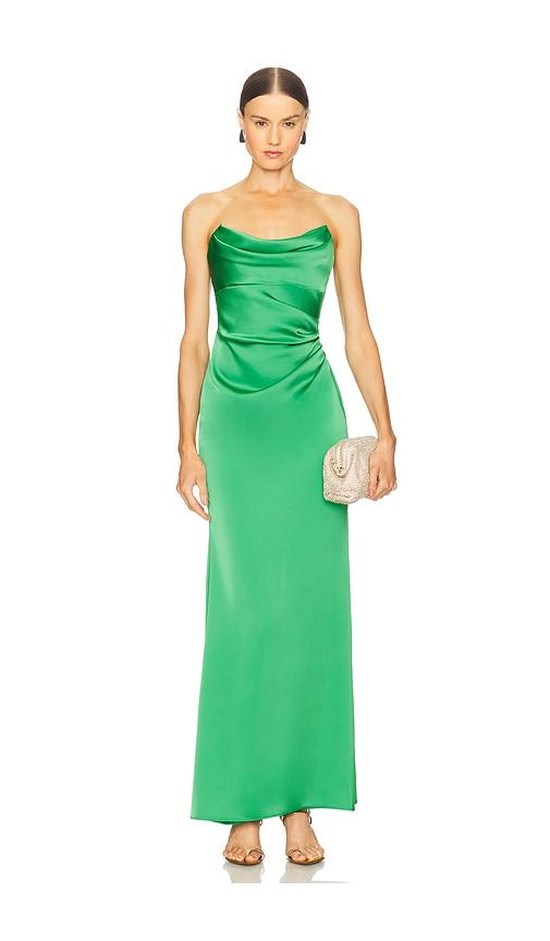 katie may x revolve taylor gown in green.
