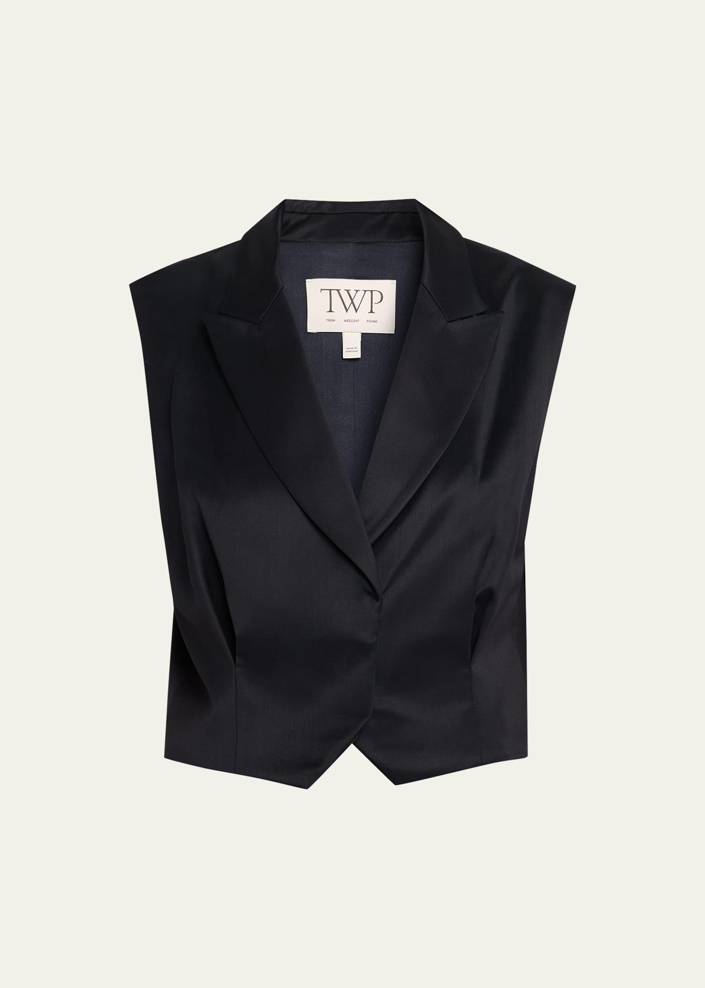 katie satin-faced wool suit vest