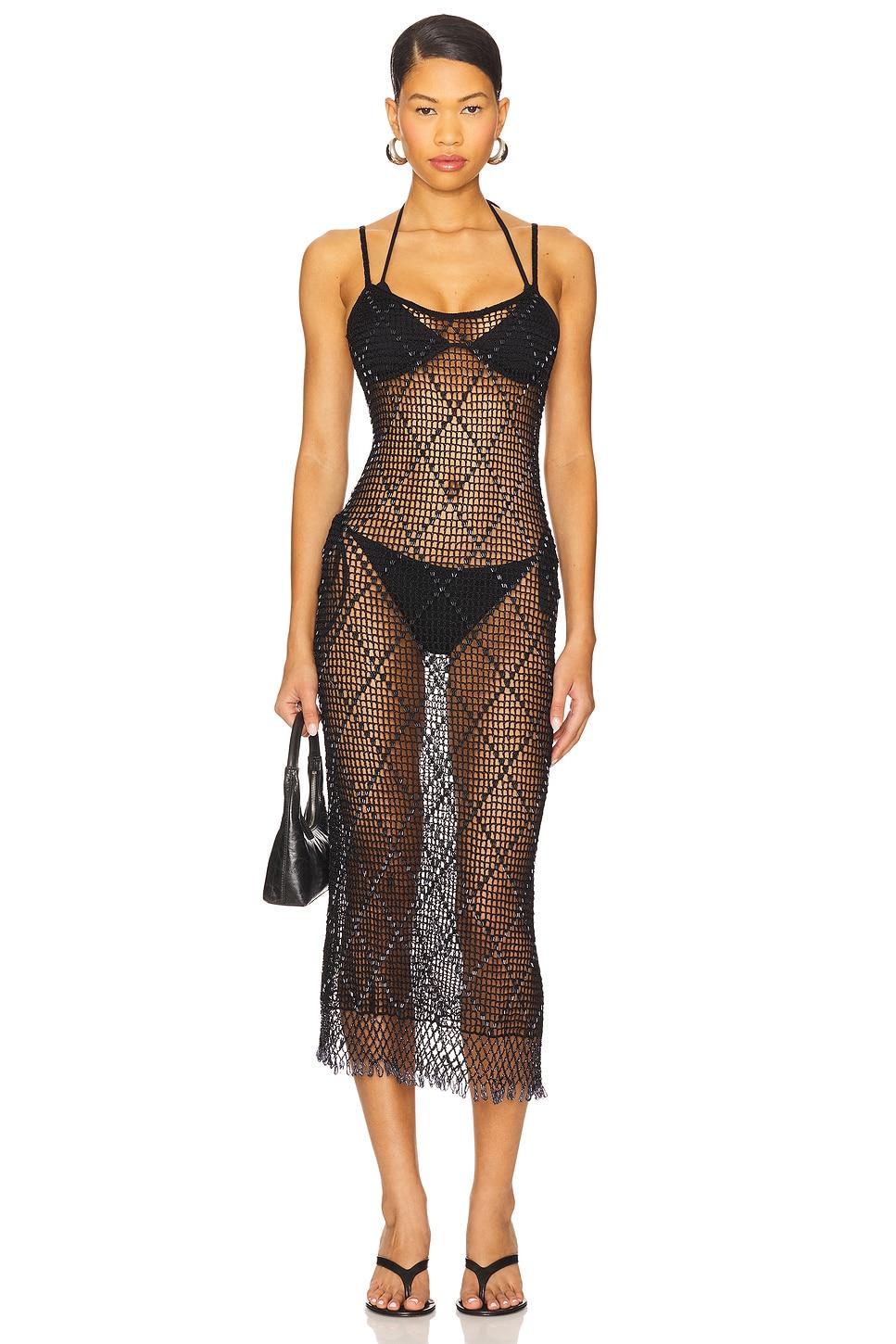 katja beaded crochet midi dress