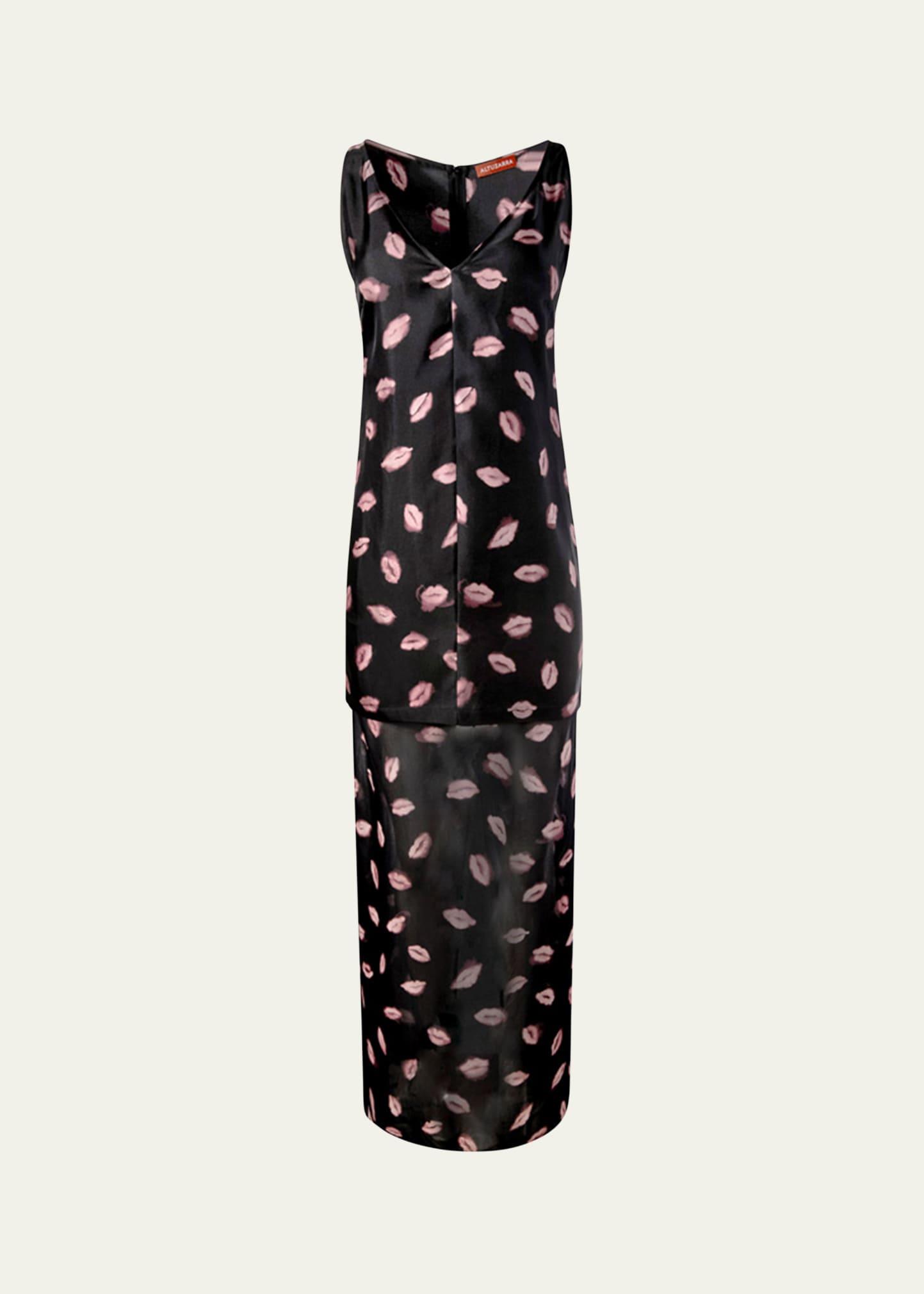katrin lip-print silk maxi dress